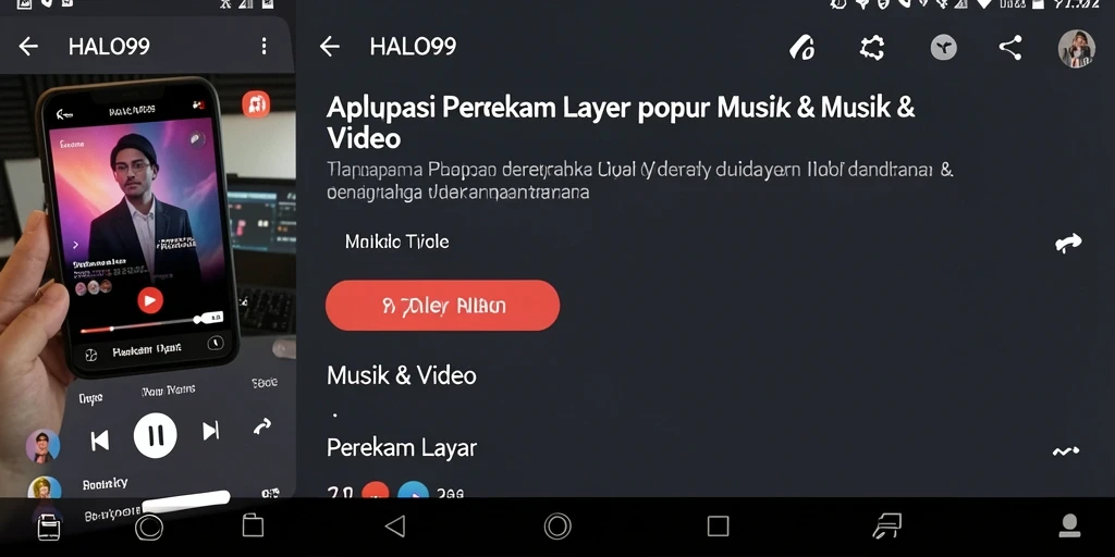 Tampilan antarmuka aplikasi HALO99 dengan fitur perekam layar.