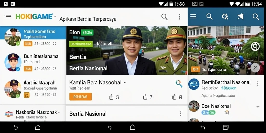 Antarmuka HOKIGAME menampilkan berita nasional terbaru dengan jelas.