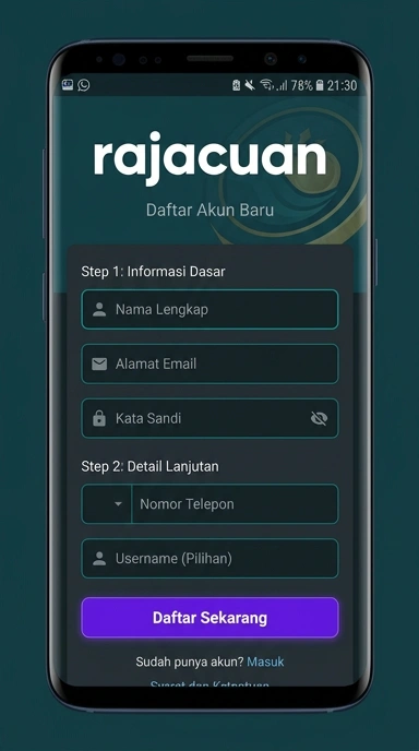 Tampilan halaman daftar rajacuan